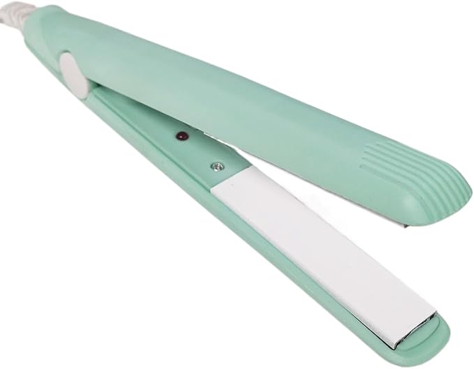 Mini Hair Straightener 2 in 1 Straight and Curly Hair Flat Iron Ceramic Tourmaline Plate 100-240V 20W US Plug (Green)