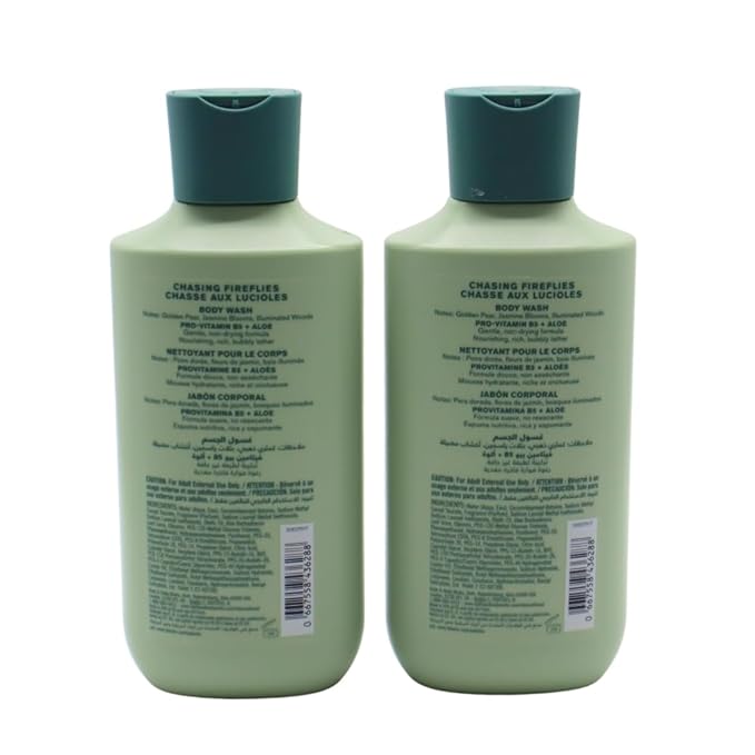 Bath & Body Works CHASING FIREFLIES Body Wash Gift Set with a Red Bow for Holidays 10 fl oz – Pack of 2