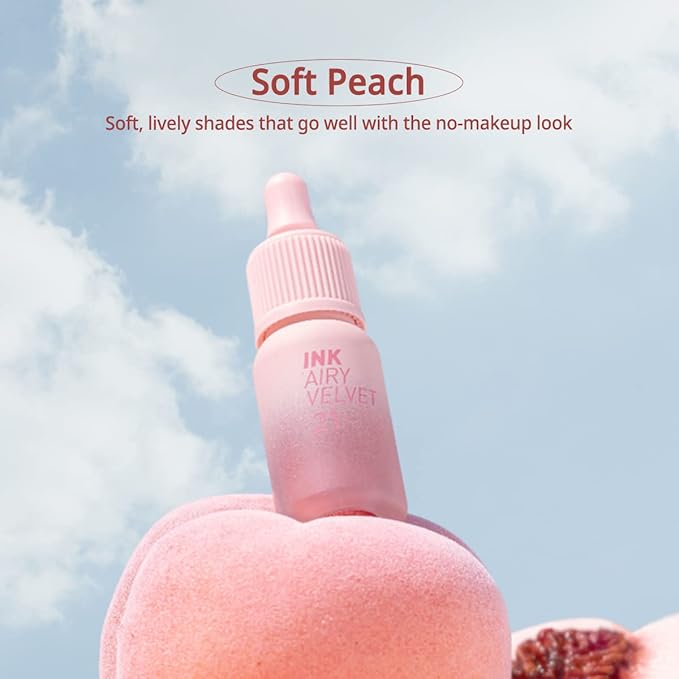 Peripera Ink Airy Velvet Lip Tint | High-Pigmentation, Lightweight, Soft, Moisturizing (025 ZAZZY PEACH)