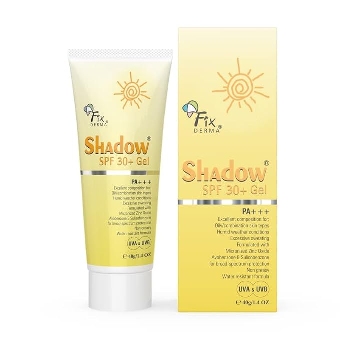 Grah Fixderma Shadow Sunscreen SPF 30+ Gel For Oily Skin - Acne Prone, Offers PA+++ Protection, Broad Spectrum UVA and UVB Protection, Water Resistant and Non-Greasy, 40g 1.411 Ounce