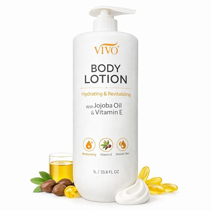 Vivo Per Lei Jojoba Oil Body Lotion - With Vitamin - E - Hydrating Lotion for Women and Men - Hand and Body Cream for Extremely Dry Skin - Daily Moisturizer - 33.8 Fl. Oz