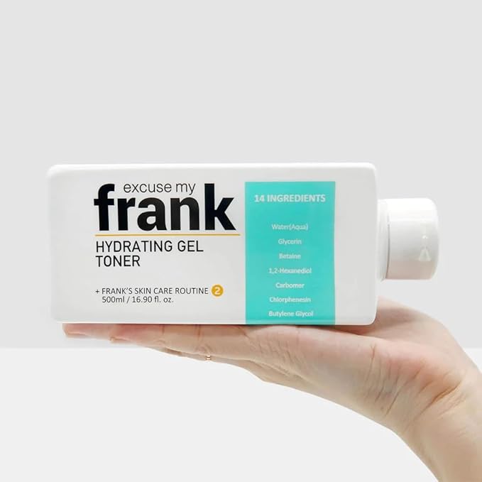 EXCUSE MY FRANK Hydrating Gel Toner [500ml / 16.91 fl oz] For All Skin Types, Vegan, Cruelty-free.
