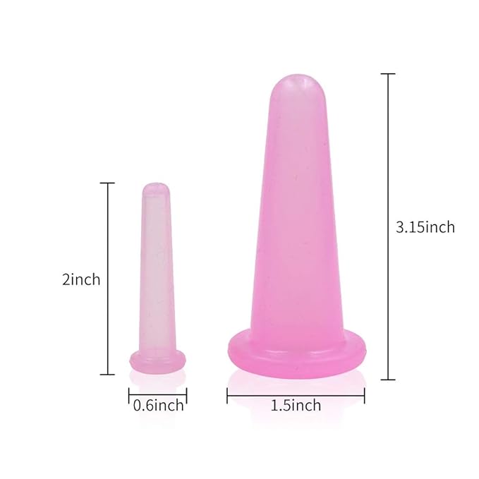 4 Pcs Facial Cupping Set,Natural Silicone Facial Massage Cup for Body,Face,Neck,Back,Eye Massage,Vacuum Tank,Perfect for Body,Facial Care,Anti-aging Beauty Tool(2 Small&2 Large, Pink)