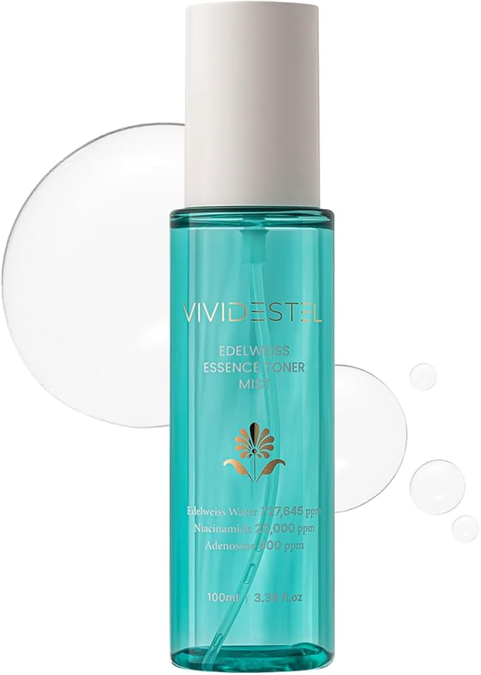 Edelweiss Essence Toner Facial Mist - 727,645 ppm Edelweiss Flower Extract Essence Facial Toner Skin Mist - No Water & Oil Added - Edelweiss Extract and Niacinamide Facial Spray - 100ml