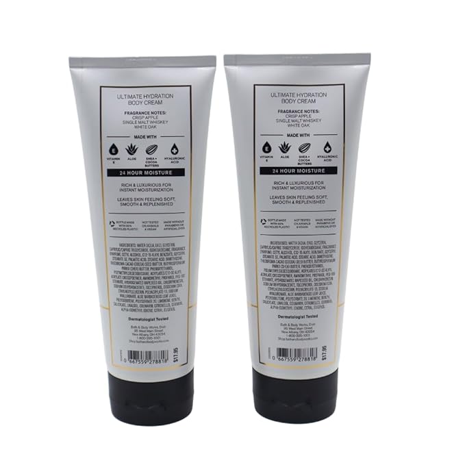 Bath & Body Works WHISKEY RESERVE Men's Collection Ultimate Hydration Body Cream Gift Set with a Red Bow for Holidays - Pack of 2