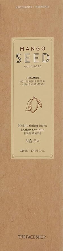The Face Shop Mango Seed Moisturizing toner | Intense Hydrating & Nourishing Toner with Subtly Sweet-Scented for Dry Skin | Rich & Everlasting Skin Moisturization, 5.4 Fl Oz