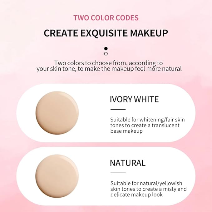 LAMUSELAND Air Cushion BB Cream Foundation, 2 Shades Tinted Moisturizing Waterproof Long-lasting Nude Natural Concealer, Oil Control BB Cream Makeup (Natural, 1)