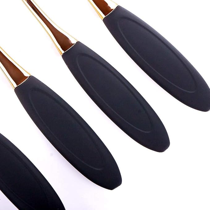 Yoseng Oval Foundation Brush 5 Pcs Toothbrush makeup brushes(Black handle rose gold)