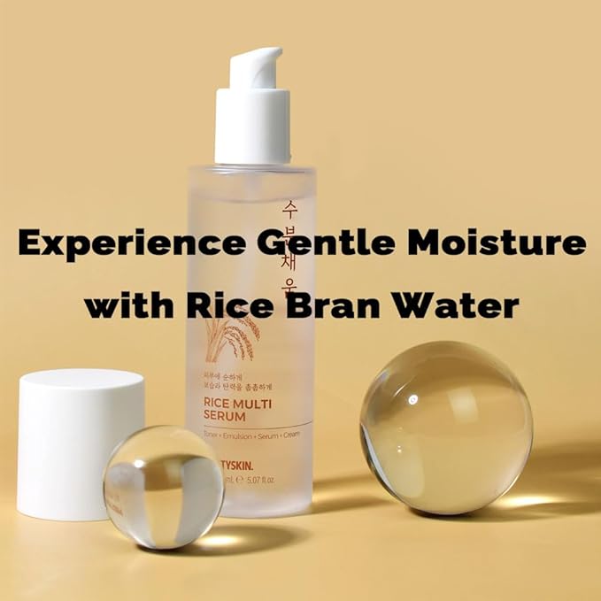 PRETTYSKIN Hydrating Rice Facial Serum with Rice Bran Water & Niacinamide – 4-in-1 Toner, Emulsion, Serum & Cream | Nourishing Daily Korean Skincare for Sensitive and Dry Skin 5.07 fl oz (Rice)