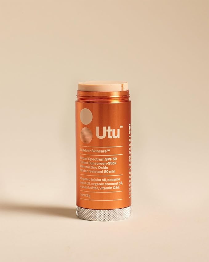 UTU - SPF50 Lightly Tinted Mineral Sunscreen Stick | Vitamin C+E, Jojoba + Sesame Oil | Reef Safe, Cruelty Free, Broad Spectrum (28 g | 1 oz)
