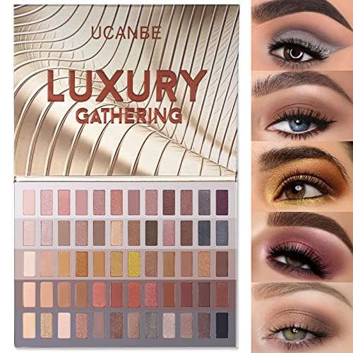 UCANBE 60 Colors Naked Eyeshadow Palette, Warm Neutral Nudes Makeup Pallet, Natural Matte Glitter Shimmer Smokey Eye Shadows Halloween Cosmetic Gift Set