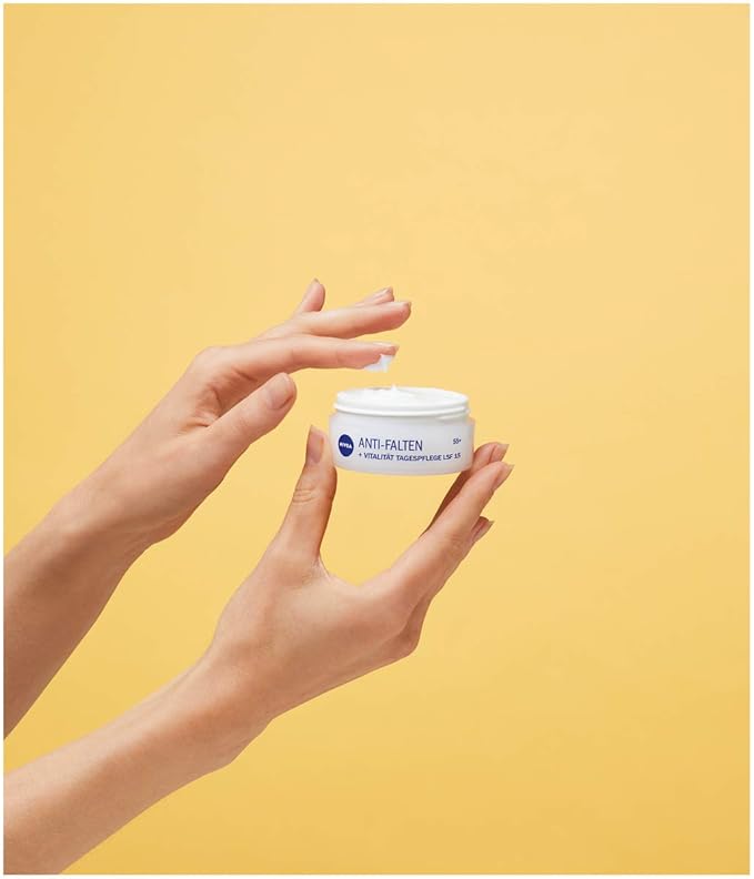 NIVEA Anti-Wrinkle + Revitalizing 55+ Day Cream for Mature Skin – 50 ml – Deeply Nourishing Moisturizer with Argan Oil & Calcium for Firmer, Smoother, Vital-Looking Skin