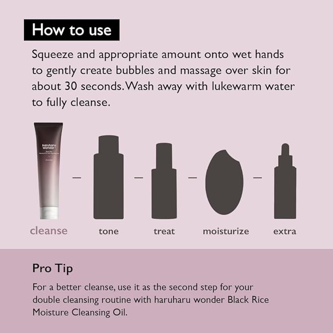 HARUHARU wonder Black Rice Moisture 5.5 Soft Cleansing Gel, Gentle Daily Cleanser, Low 5.5pH, Moisture Balance, Soap Free, For Sensitive Skin, Vegan, Cruelty-Free, 3.4 fl.oz