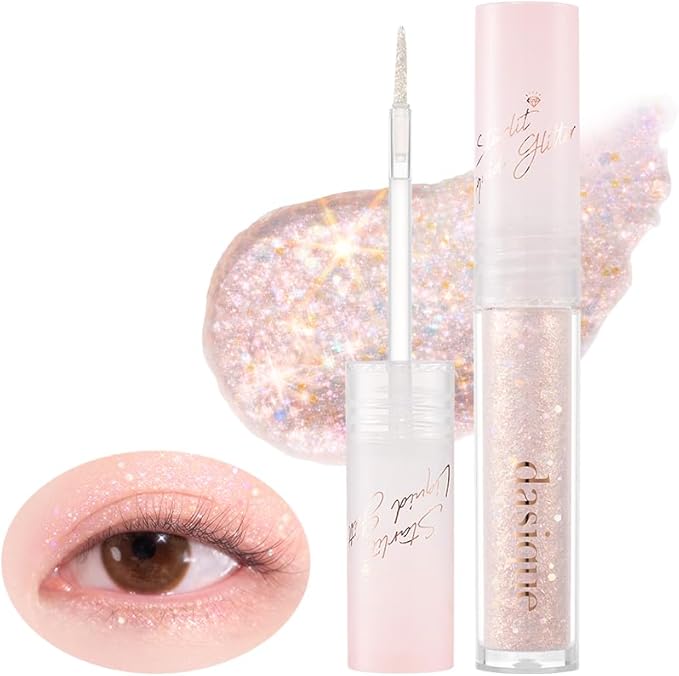 dasique Starlit Jewel Liquid Glitter (04 Rose Quartz) | Twinkle Glitter Shadow | Korean Makeup | Shimmer Eye Make Up | Eyeshadow Eyeliner | Long lasting | Multi use | Quick drying