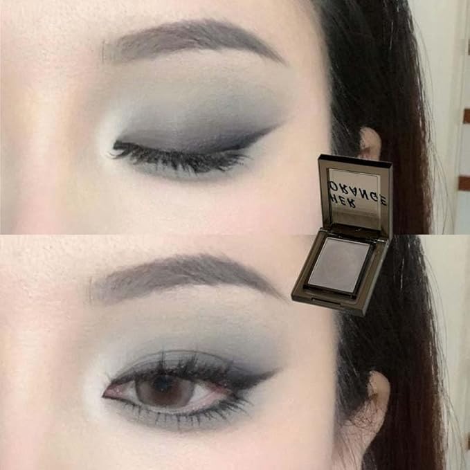 Grey Matte Eyeshadow Palette, Cool Toned Korean Eye Makeup, Ultra-Blendable, Slate Gray Green-Gray Eye Shadow, Single Shade Metallic Pigmented Color