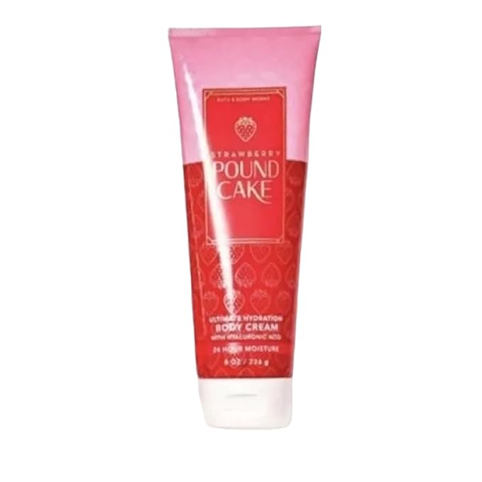 Bath & Body Works Ultimate Hydration Body Cream For Women 8 Fl Oz 1- Pack (8 Ounce (Pack of 1), Strawberry Poundcaake)