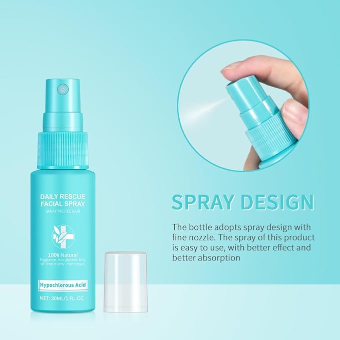 Daily Rescue Facial Spray, Hypochlorous Acid Spray, Reduce Redness and Breakouts, 100% Natural Fragrance Free, Alcohol Free, Oil Free, Cruelty Free Vegan (1)