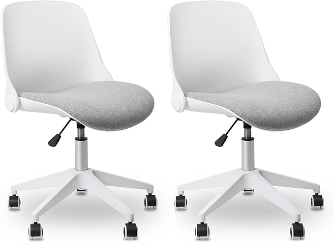 CLATINA Office Foldable Desk Chair with Wheels Adjustable Swivel Rolling Task Chair for Home Offiice Computer 2 Pack