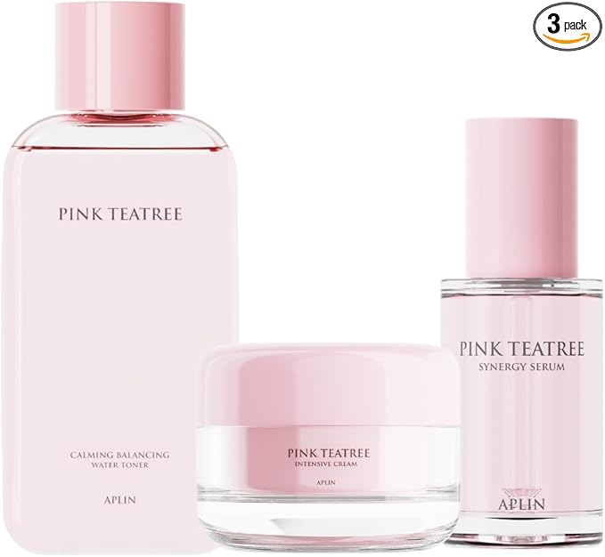 APLIN Pink Tea Tree Acne Care Set : Toner & Cream & Serum, Skin Moisturizer, Acne Care, Facial Moisturizers, CICA, Teatree, Korean Skin Care