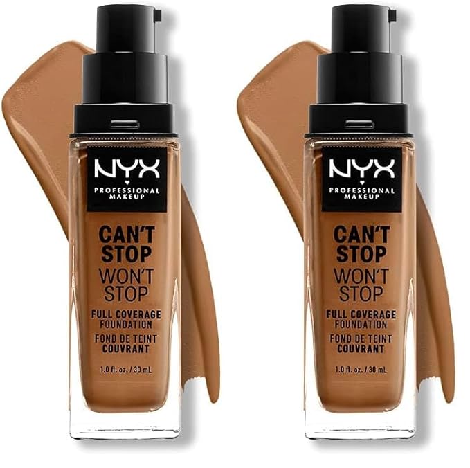 NYX PROFESSIONAL MAKEUP Can't Stop Won't Stop Foundation, 24h Full Coverage Matte Finish - Almond (Pack of 2)