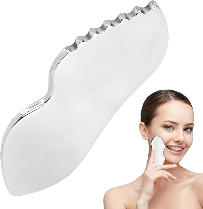 Gua Sha Facial Tools Guasha for Face - 1Pcs Stainless Steel Gua Sha Tool - Massager Tool for Jawline & Chin,Fascia Massage Tool for Face Massage, Lymphatic Drainage Massager s