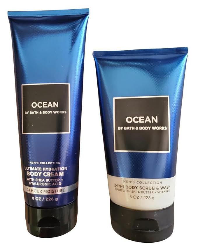 Bath and Body Works Men's Ocean Ultimate Hydration Body Cream and Body Scrub
