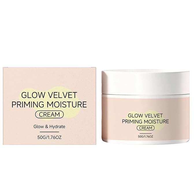 Glow Velvet Priming Moisture Cream - Pore Blurring Makeup Gripping Primer with Hydrating Glow Velvet Texture, All-Day Lock for Daily & Special Events, Korean Skin Care for All Skin Types (1PC)