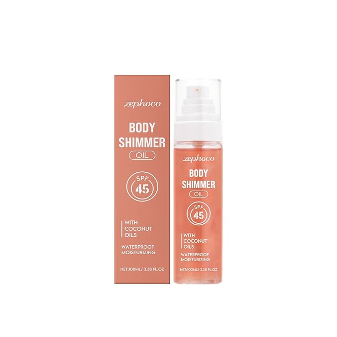 Sunscreen Body Glow Oil,Body Shimmer Sunscreen,SPF 42 Broad Spectrum,Waterproof, Lightweight, Water Resistant, Gives Skin a Glowy Finish 3.38 fl oz,ROSE