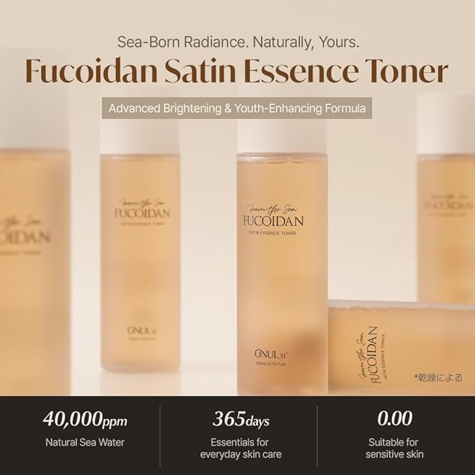 ONUL31 Fucoidan Satin Essence Toner—Korean Facial Toner with 4% Hawaiian Sea Water & Niacinamide, Alcohol Free, Hydrating, Soothing, Gentle 6.76fl.oz.