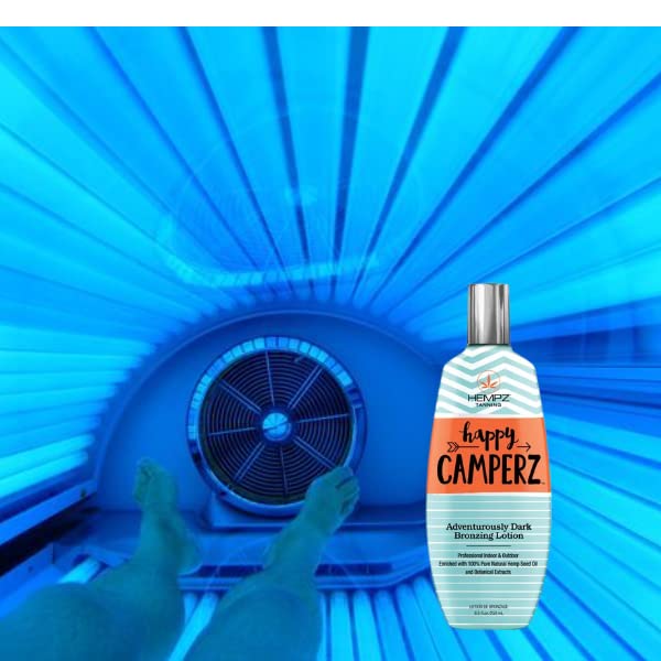 HEMPZ Happy Camperz Natural Bronzer - Herbal Moisturizing Self Tanning Lotion for Tanning Beds, Beach, Sun 8.5 Fl OZ