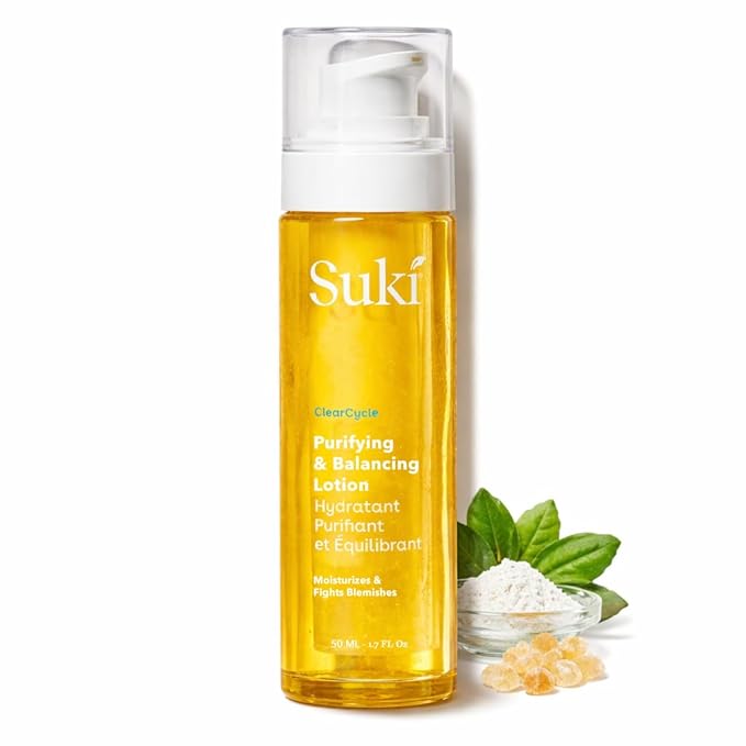 Suki Skincare Purifying and Balancing Day Lotion with Salicylic Acid – Hydrating, Anti Aging Face Moisturizer for women with Active Lifestyles – Calming Face lotion for Oily or Acne Prone Skin 1.7oz.