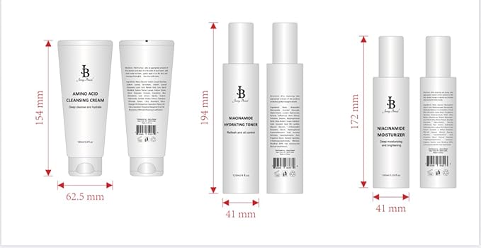 Jenny Brasil Niacinamide Skincare Routine Set, 4-Piece – Cleansing Cream, Hydrating Toner, Moisturizer & Brightening Essence