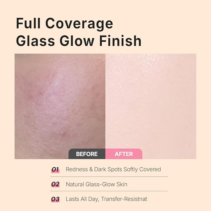 THE TOOL LAB Stamp Skinfit Cushion Foundation, Long Lasting Full Coverage Glass Glow Finish, Korean Foundation Makeup for All Skin Types (No.21 Ivory, Glow Type)