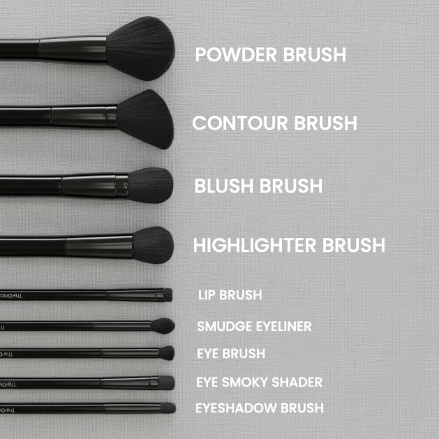 Essential Collection: 9-Piece Synthetic Makeup Brush Gift Set in Gloss Black for Face and Eyes—Ideal for Foundation, Powder, Blending, Blush, Bronzer, Eyeliner, and Eyeshadow
