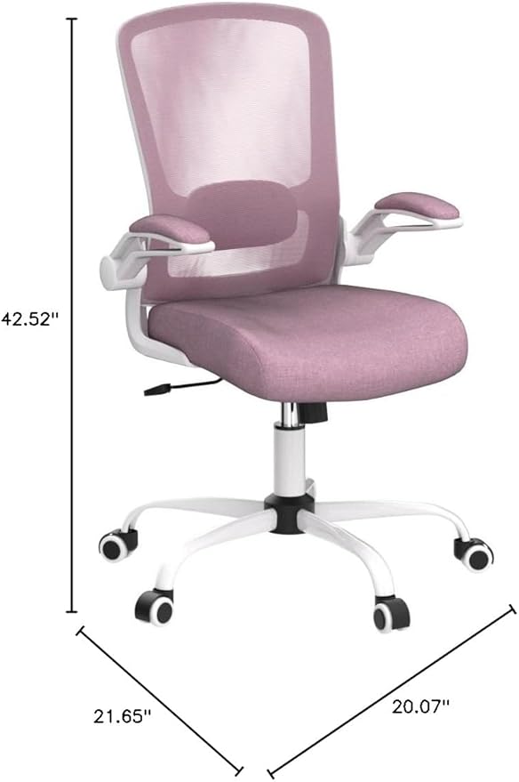 Mimoglad Home Office Chair, High Back Desk Chair, Ergonomic Mesh Computer Chair with Adjustable Lumbar Support and Thickened Seat Cushion (Modern, Orchid)