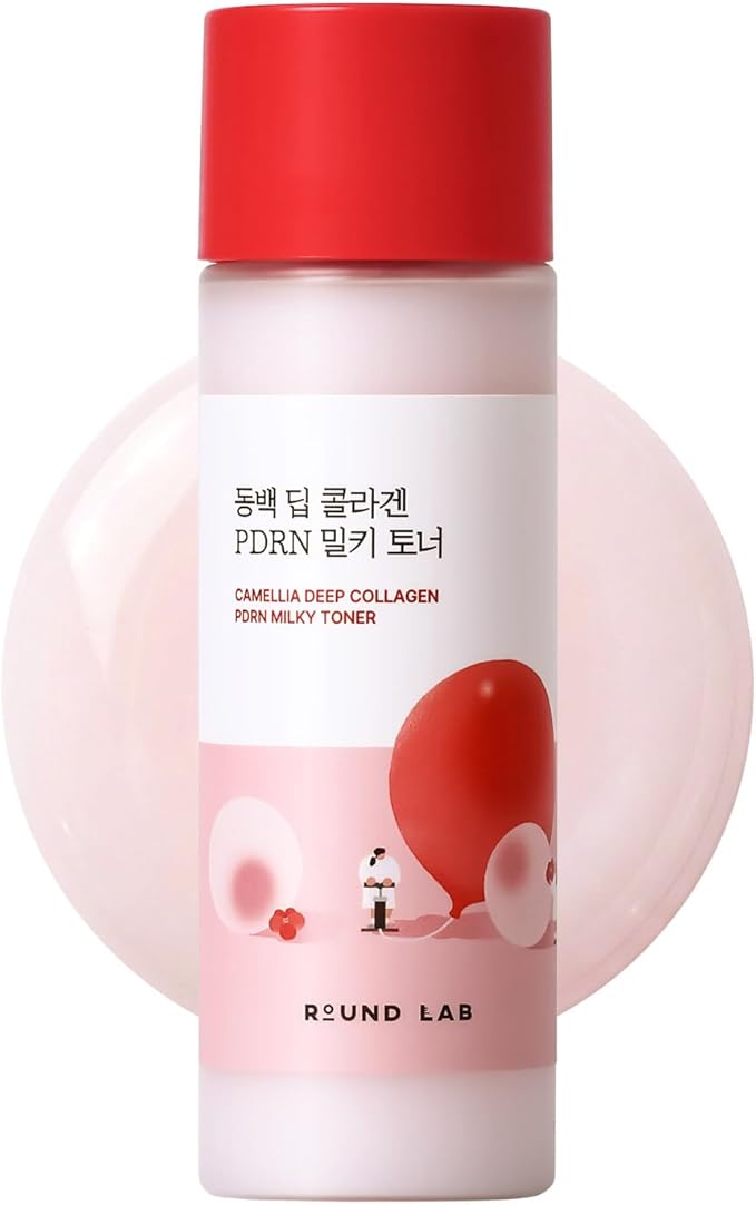 ROUND LAB Camellia Collagen PDRN Milky Toner 5.07 Fl Oz, Hydrating Elasticity-Boosting Glass Skin Toner with Low Molecular Collagen and Camellia Flower Extract, Milky Glow Texture, Korean Skincare