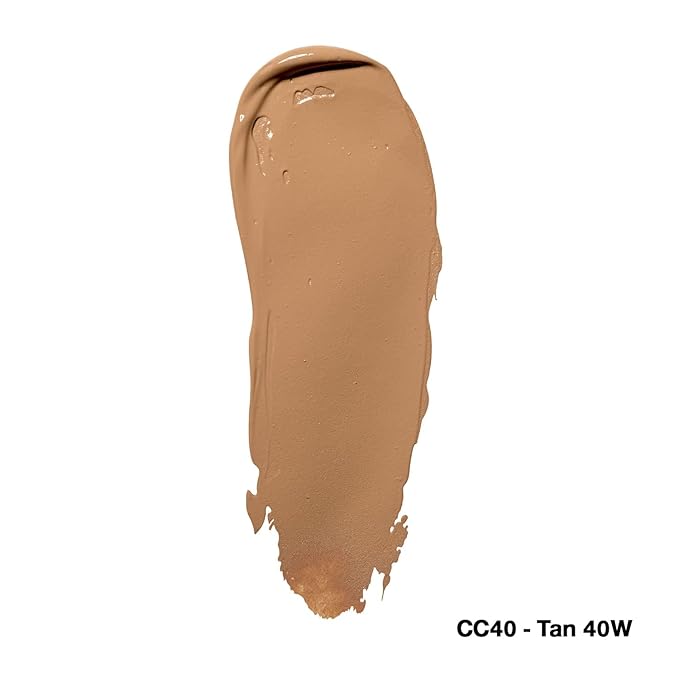 Palladio Full-Coverage Color Correction CC Cream, Oil-Free with Peptides & Vitamin C, Buildable Foundation Coverage (Tan 40W, Warm Undertone),0.87 Fl Oz (Pack of 1)