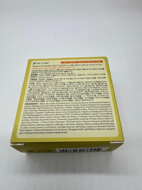 3W Clinic Intensive Dr.Kim Sun Cushion (15g 0.53oz) SPF50+/PA++++ UVA/UVB Protection with Highly Effective Filters, Sunscreen, Suncream