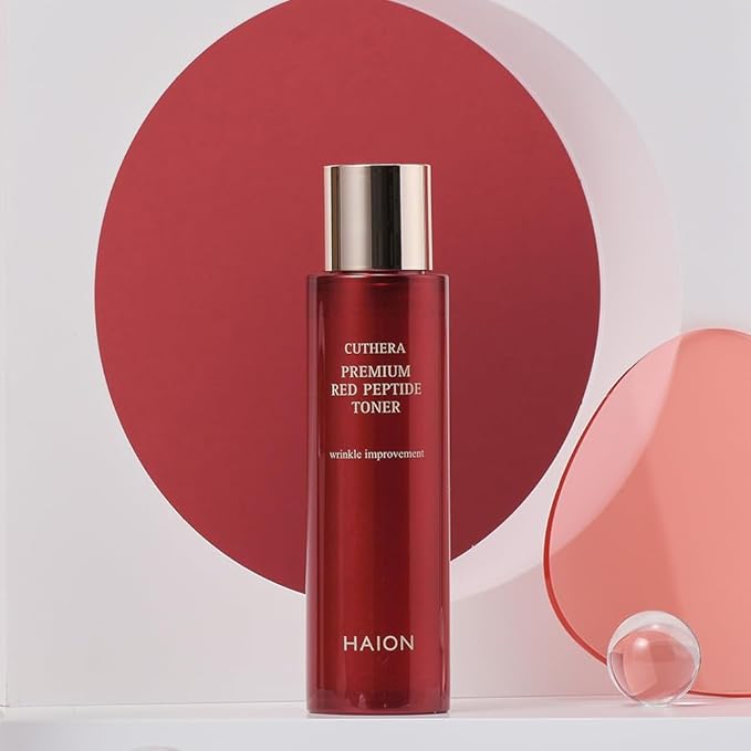 HAION CUTHERA Premium Red Peptide Toner 130mL, Anti-Wrinkle, Natural Ingredients, Volcanic Ash Soil, Turmeric and Small Molecular Peptide, Non-Irritating Tested, Made in Jeju, Made in Korea