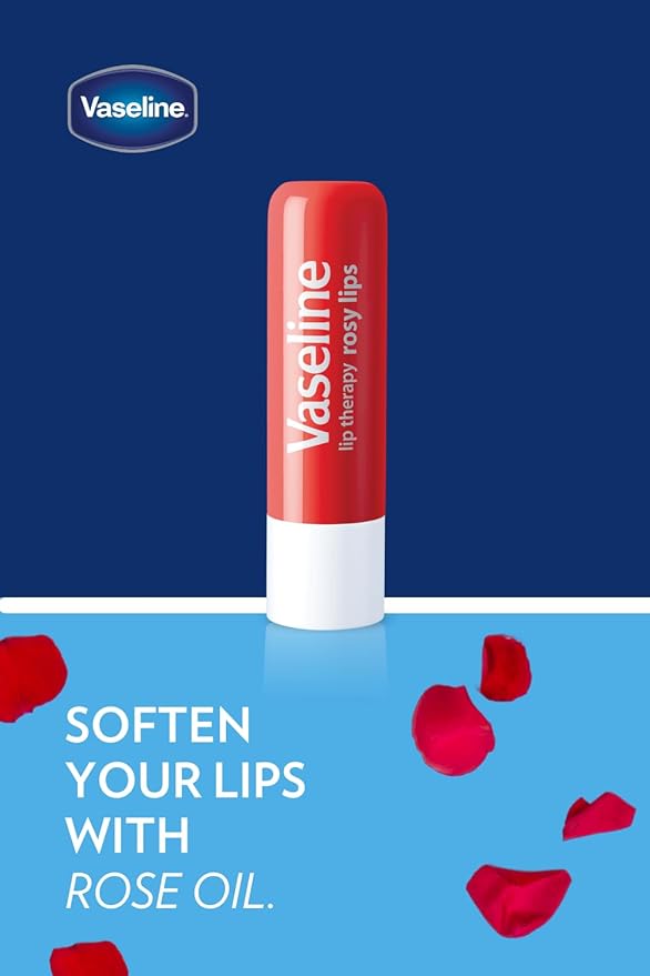 Vaseline Lip Therapy Care Rosy, Fast-Acting Nourishment, Ideal for Chapped, Dry, Cracked, or Damaged Lips, Lip Balm,0.16 Oz Each (Pack of 20)