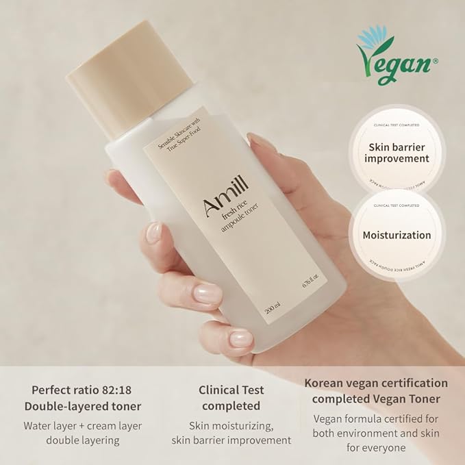 Amill Fresh Rice Ampoule Toner (200ml) - Hydrating & Soothing Vegan Face Toner