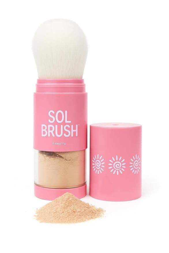 SPF 50 Mineral Sunscreen Powder, Broad Spectrum UVA/UVB Protection Sunscreen, Mess Free Brush On Applicator, Clean & Cruelty Free, Water Resistant (80 Minutes), Deep