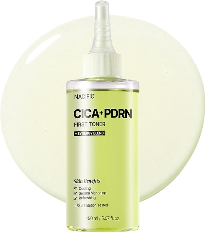 NACIFIC CICA PDRN First Toner 5.07 fl oz 150ml, Centella Asiatica & PDRN for Sensitive Skin, Cooling Spot Toner, Balancing & Soothing Korean Skincare