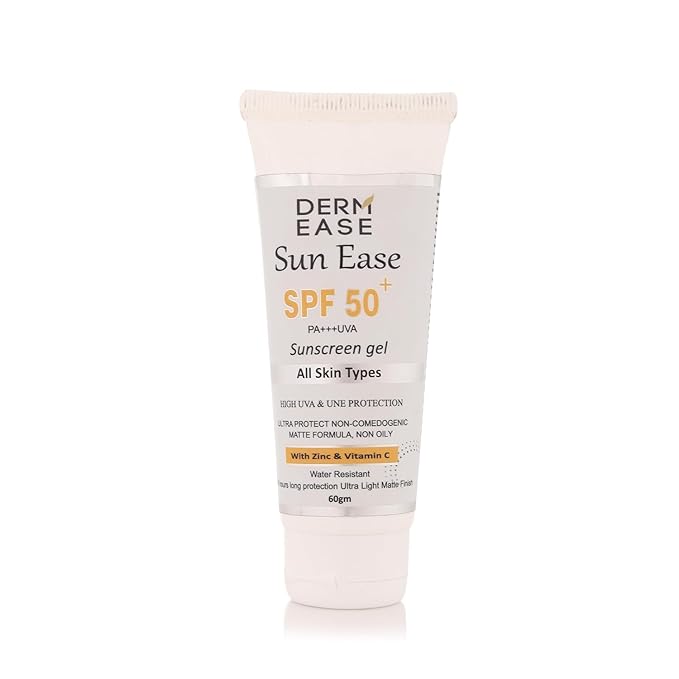 Sun Ease SPF 50+ PA+++ UVA Sunscreen Gel | Broad-Spectrum Sun Protection | High UVA & UVB Defense | Lightweight, Non-Greasy Sunscreen Gel for All Skin Types - 60g