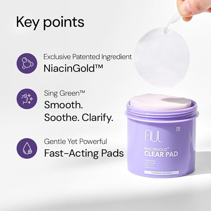 AUL NiacinGold Clear Pad 120 Pads ㅣ Vegan Daily Facial Toner Pad with Niacinamide and Gold ㅣ Soothing Hydrating Pore Care for Sensitive Skin