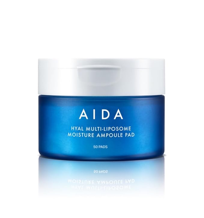 AIDA Hyal Multi-Liposome 30,000 ppm Moisture Ampoule Pad Kit, Toner Pad, Anti Aging, Smoth and Glow Skin for all skin type 90mm size pad, 50 sheets