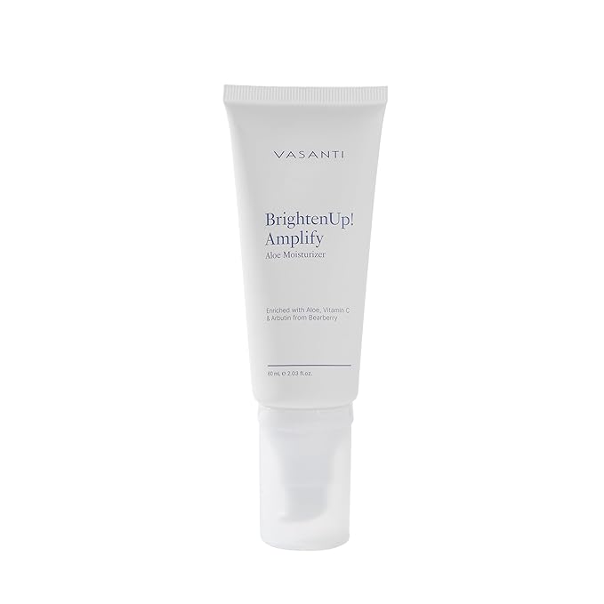 VASANTI Brighten Up New Skin Amplifying Moisturizer - Enriched with Aloe, Vitamin C, and Arbutin from Bearberry Leaves - Hydrates Moisturize Softens Brightens Skin - Full Size (2.03 fl. oz.)