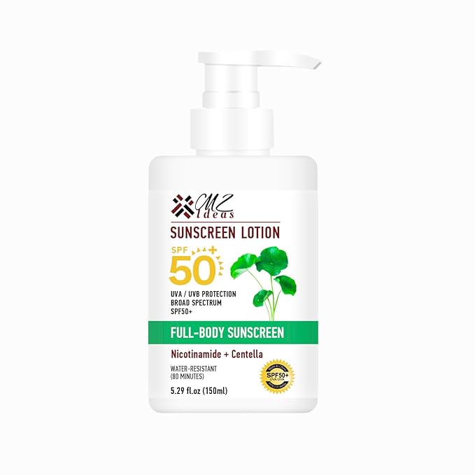 Full-Body Sunscreen Lotion, SPF 50+, Broad Spectrum UVA/UVB Protection with Niacinamide, Centella, Water-Resistant, 5.29 fl oz