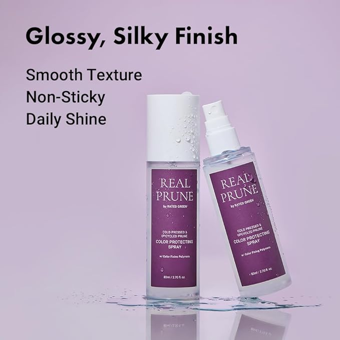 RATED GREEN Real Prune Color Protecting Hair Mist | Organic Cold Brewed Rosemary & Color Fixing Polymers | For Color Treated Hair | Silicone-Free, Korean Hair Care | 2.70 fl. oz