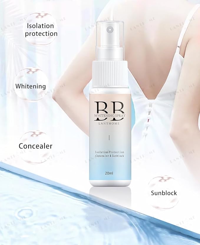 BB Whitening Spray - All-in-One Brightening Moisturizing Spray, Hydrating Skin Tint with Buildable Coverage, Lightweight Concealer & Makeup Base for Instant Glow, 20ml (2-Pack)